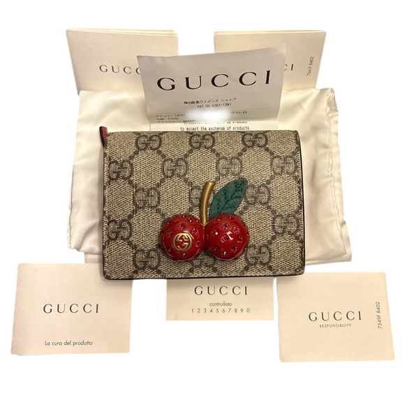 AUTHENTIC Gucci GG Supreme Cherry Card Case Wallet - FULL SET - Pristine! - Picture 12 of 13